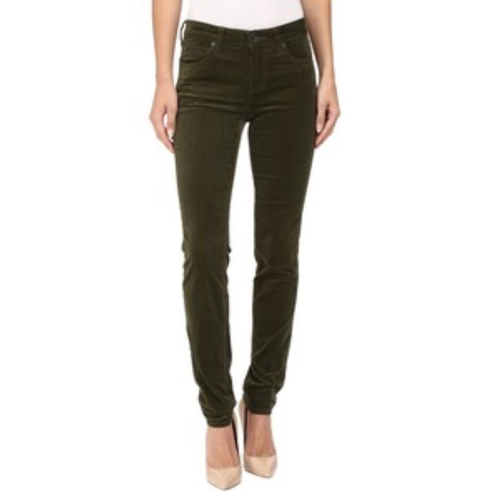 NWT KUT Mia Toothpick Skinny Olive Corduroys